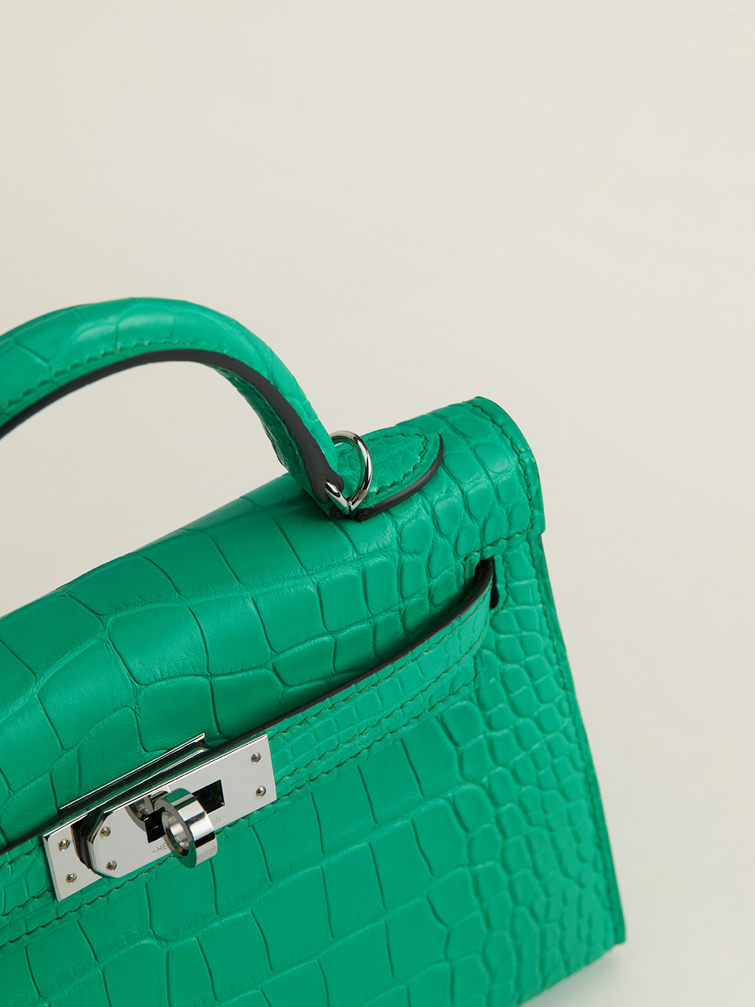 Hermes Kelly Mini II Bag 19CM In Vert Vertigo Matte Alligator Leather